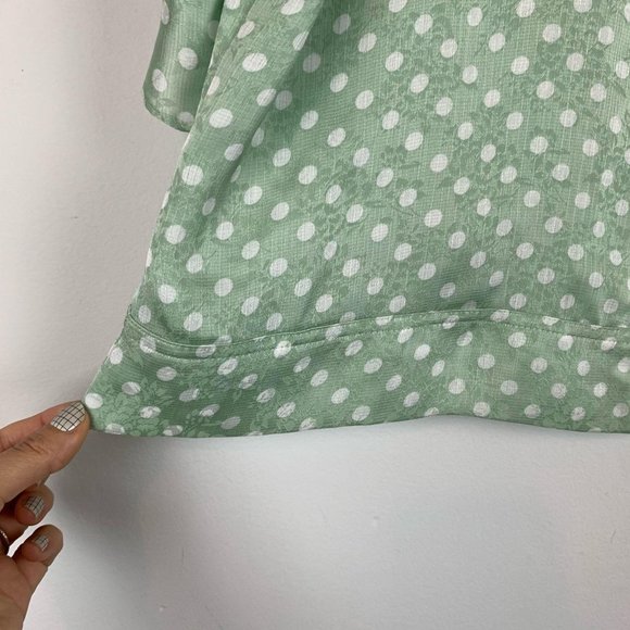 ZARA Mint Green Polka Dot Jacquard Top Sz S - Picture 5 of 8